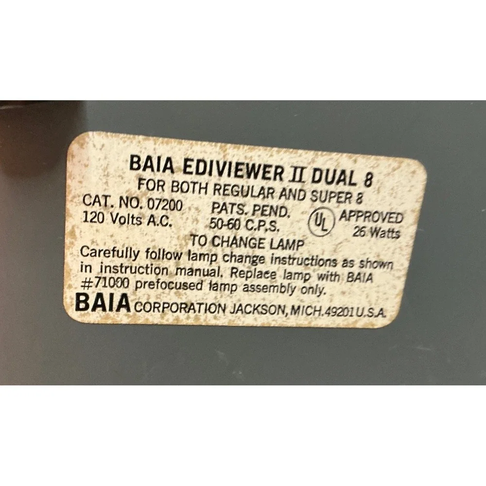 Baia Vintage Ediviewer II Dual 8 Mark II Movie Film Editor Super 8 Regular 8mm